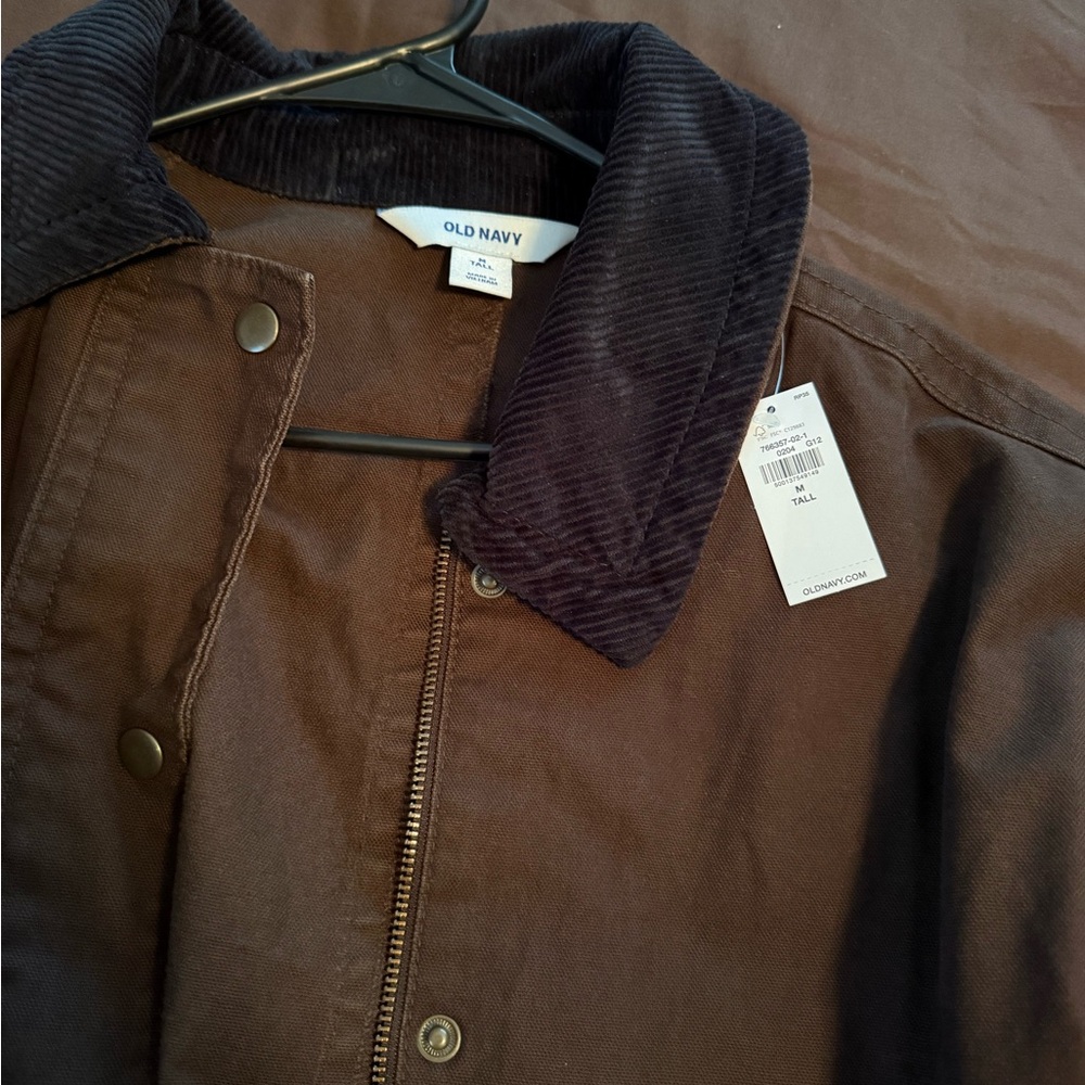 NWT old navy canvas brown barn jacket medium tall - Picture 2 of 3